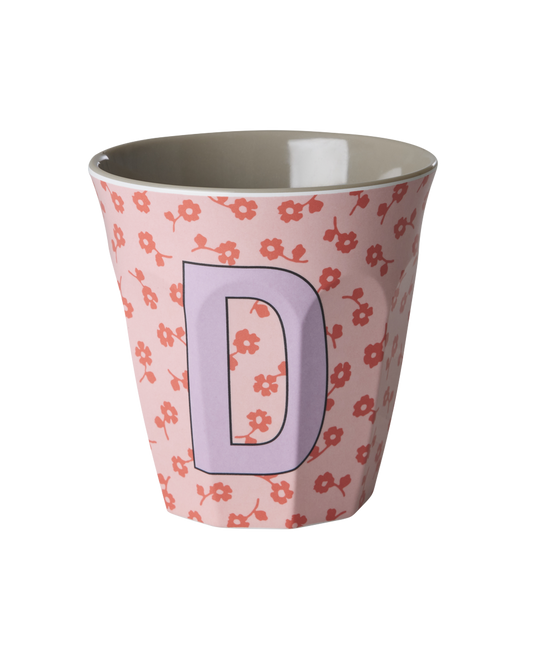 Rice - Melamine Alfabetbekers Bloemen - Roze Tinten