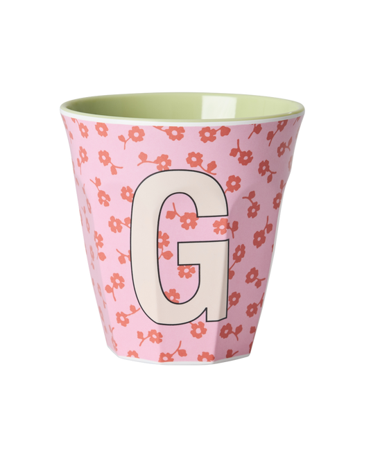 Rice - Melamine Alfabetbekers Bloemen - Roze Tinten