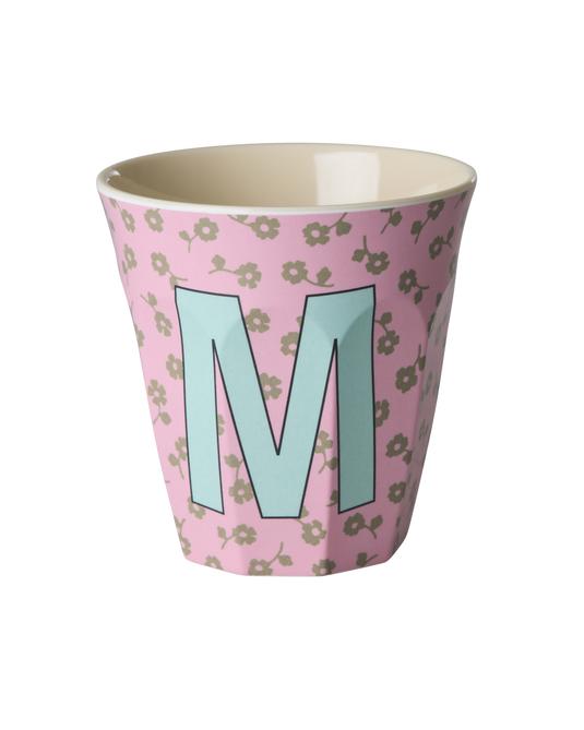 Rice - Melamine Alfabetbekers Bloemen - Roze Tinten