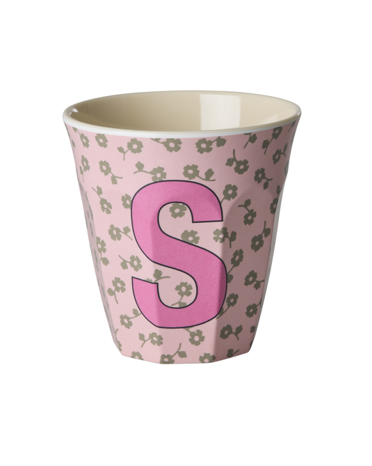Rice - Melamine Alfabetbekers Bloemen - Roze Tinten