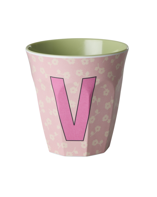 Rice - Melamine Alfabetbekers Bloemen - Roze Tinten