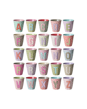 Rice - Melamine Alfabetbekers Bloemen - Roze Tinten
