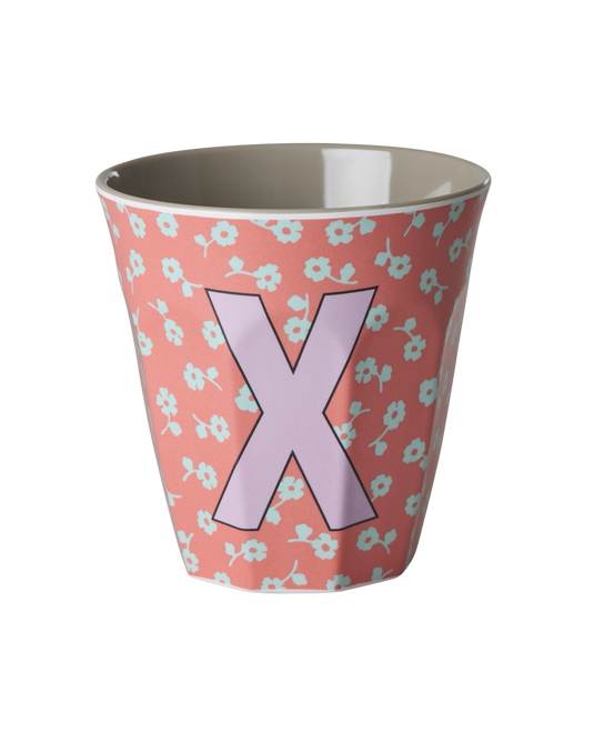Rice - Melamine Alfabetbekers Bloemen - Roze Tinten