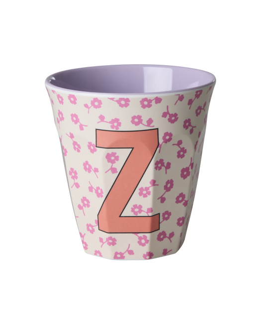 Rice - Melamine Alfabetbekers Bloemen - Roze Tinten