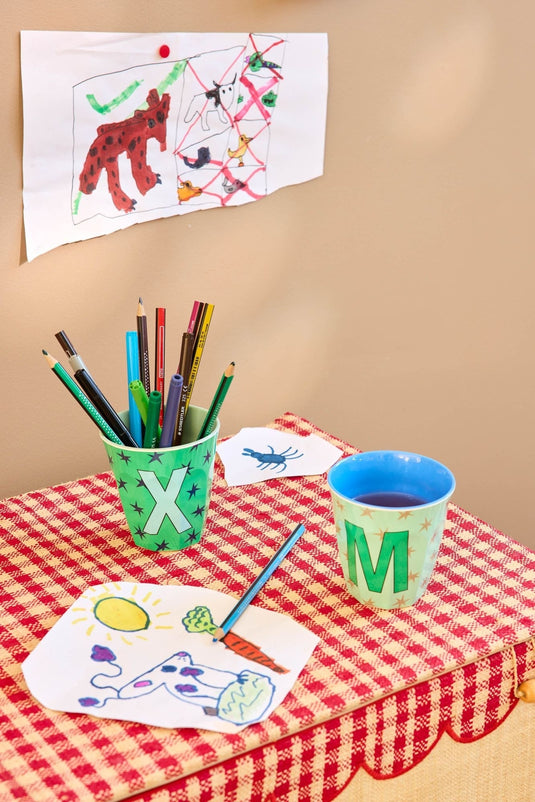 Rice - Melamine Alfabetbekers Sterren - Blauwe Tinten