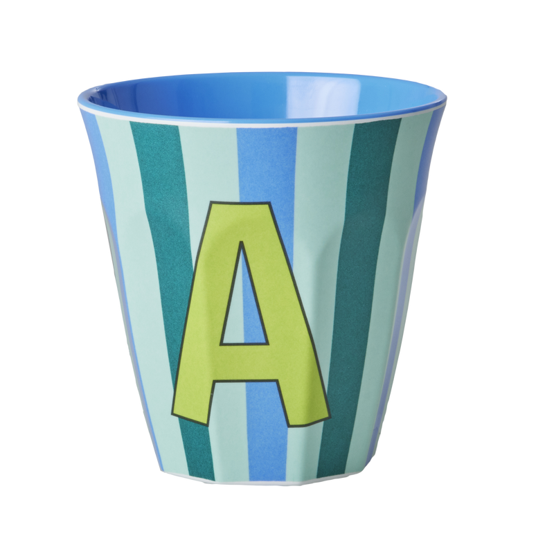 Afbeelding laden in Galerijviewer, Rice - Melamine Alfabetbekers Strepen - Blauwe Tinten
