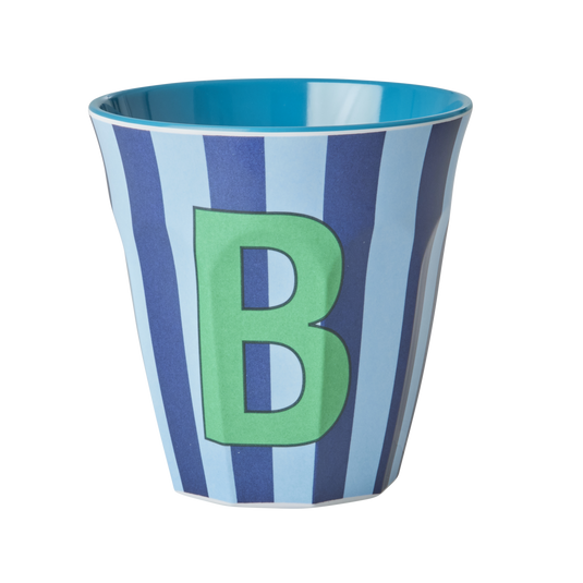 Rice - Melamine Alfabetbekers Strepen - Blauwe Tinten