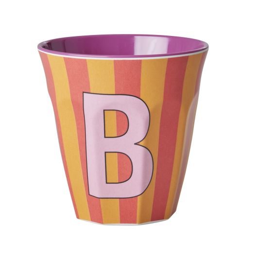 Rice - Melamine Alfabetbekers Strepen - Roze Tinten