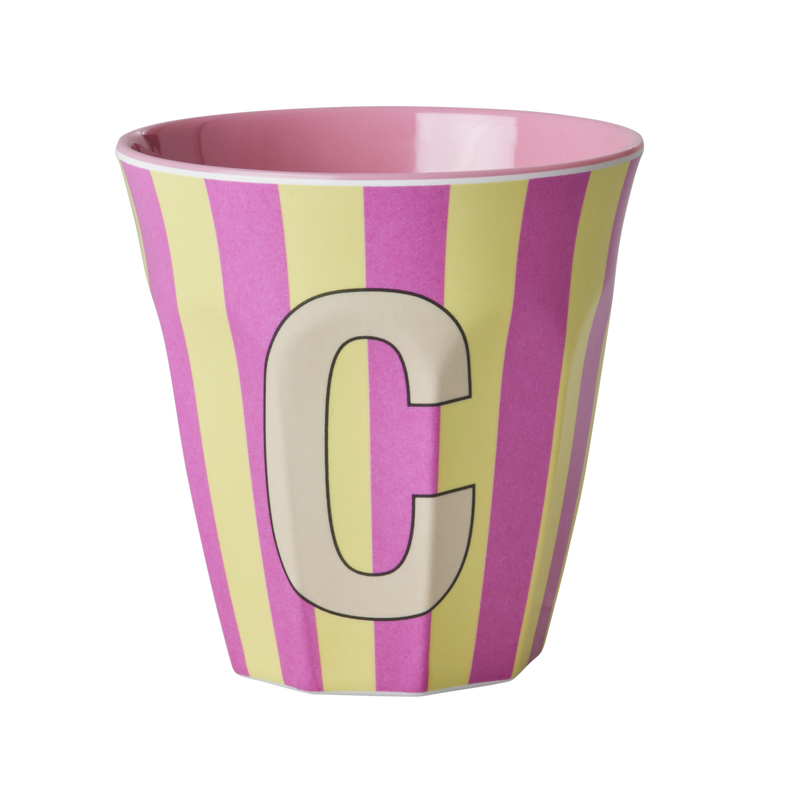 Afbeelding laden in Galerijviewer, Rice - Melamine Alfabetbekers Strepen - Roze Tinten
