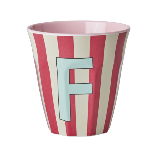 Rice - Melamine Alfabetbekers Strepen - Roze Tinten
