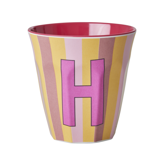 Rice - Melamine Alfabetbekers Strepen - Roze Tinten