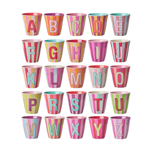 Rice - Melamine Alfabetbekers Strepen - Roze Tinten