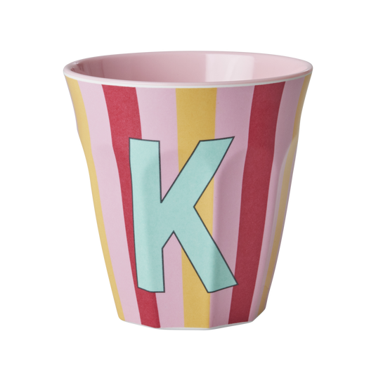 Rice - Melamine Alfabetbekers Strepen - Roze Tinten