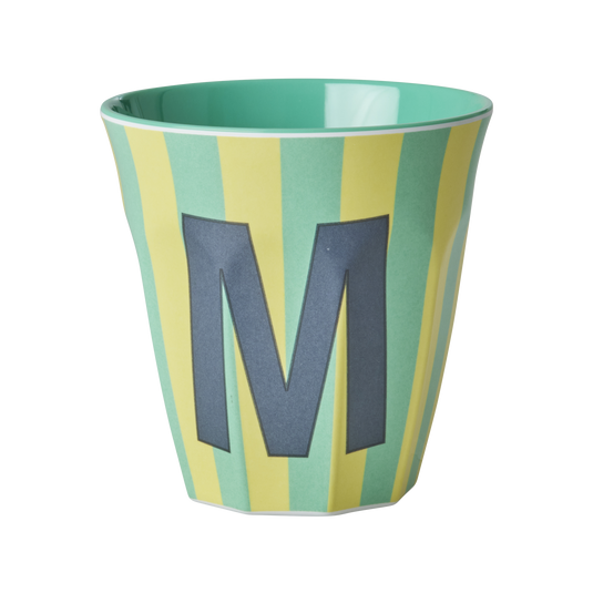 Rice - Melamine Alfabetbekers Strepen - Blauwe Tinten