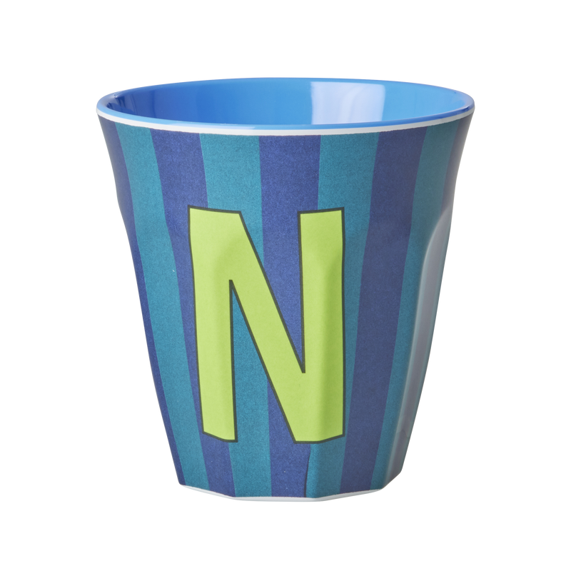 Afbeelding laden in Galerijviewer, Rice - Melamine Alfabetbekers Strepen - Blauwe Tinten

