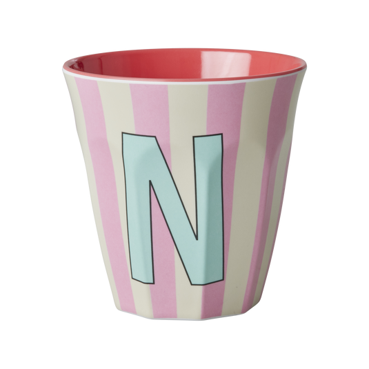 Rice - Melamine Alfabetbekers Strepen - Roze Tinten
