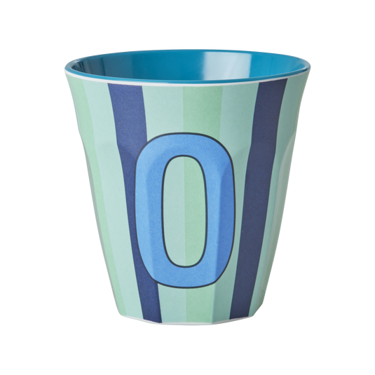 Rice - Melamine Alfabetbekers Strepen - Blauwe Tinten