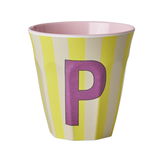 Rice - Melamine Alfabetbekers Strepen - Roze Tinten
