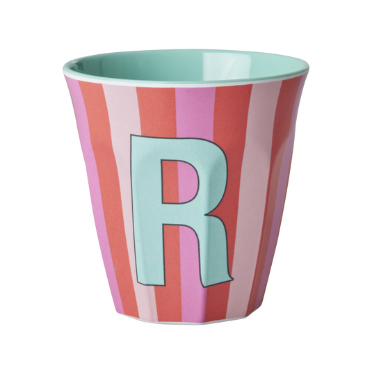 Rice - Melamine Alfabetbekers Strepen - Roze Tinten