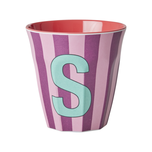 Rice - Melamine Alfabetbekers Strepen - Roze Tinten