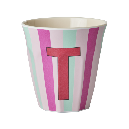 Rice - Melamine Alfabetbekers Strepen - Roze Tinten