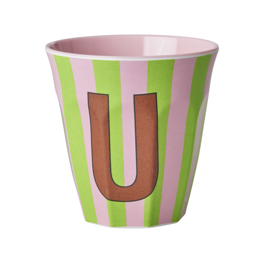 Rice - Melamine Alfabetbekers Strepen - Roze Tinten