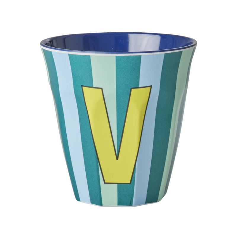 Afbeelding laden in Galerijviewer, Rice - Melamine Alfabetbekers Strepen - Blauwe Tinten
