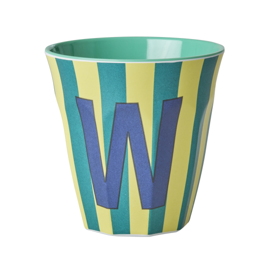 Rice - Melamine Alfabetbekers Strepen - Blauwe Tinten