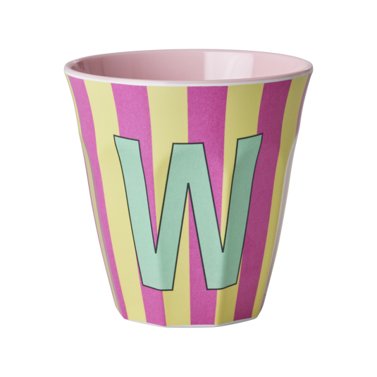 Rice - Melamine Alfabetbekers Strepen - Roze Tinten