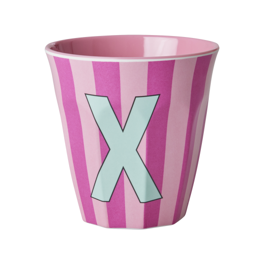 Rice - Melamine Alfabetbekers Strepen - Roze Tinten
