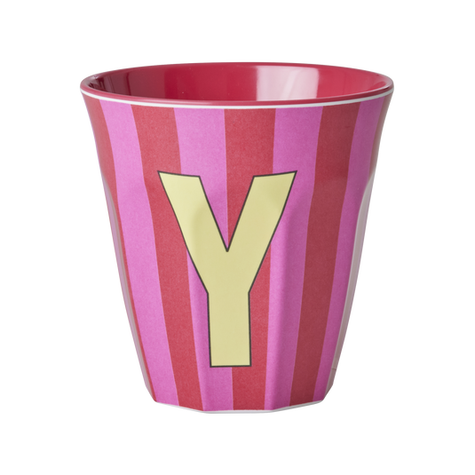 Rice - Melamine Alfabetbekers Strepen - Roze Tinten