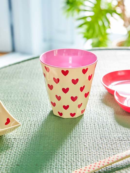 Rice – Melamine beker – Crème – Darling Hearts Print- medium