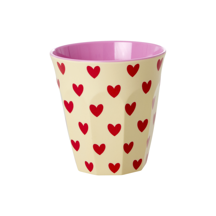 Rice – Melamine beker – Crème – Darling Hearts Print- medium