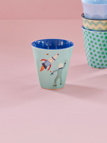 Rice – Melamine beker – Space Print Blauw – medium
