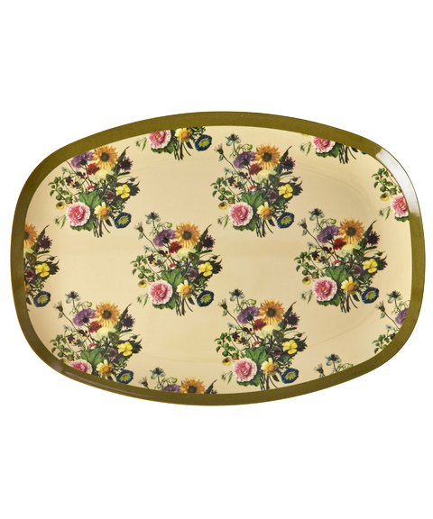 Rice - Groot Melamine Dinerbord – Crème - Retro Bouquet