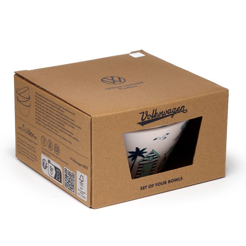 Afbeelding laden in Galerijviewer, VW T1 Volkswagen Busje Explore set van 4 duurzame RPET picknick kommen
