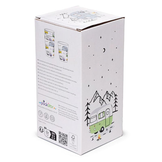 Wildwood set van 4 duurzame RPET bekers met caravan en camper print