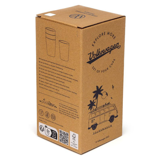 VW T1 Volkswagen Busje Explore Set 4 RPET Duurzame Picknick Bekers 450ml
