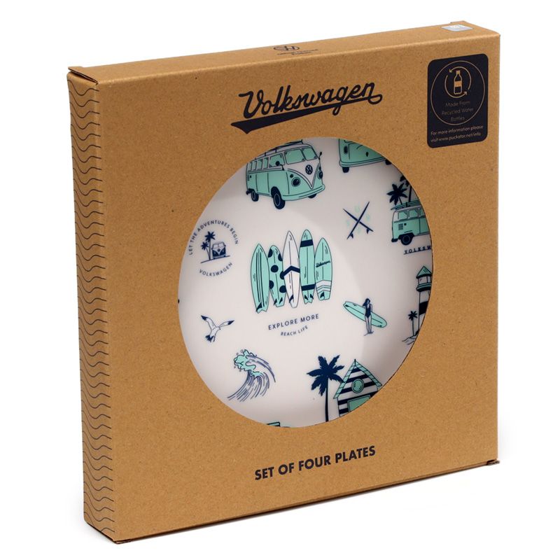 Afbeelding laden in Galerijviewer, VW T1 Volkswagen Busje Explore Set van 4 duurzame RPET picknick borden
