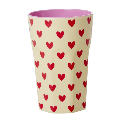 Rice – Melamine beker – Crème - Darling Hearts Print- groot