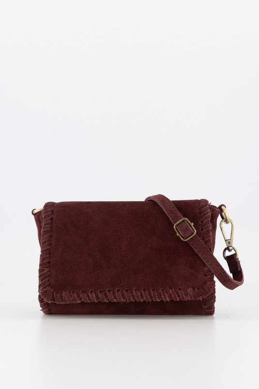 Romee - Suede - Crossbody tas - Bordeaux