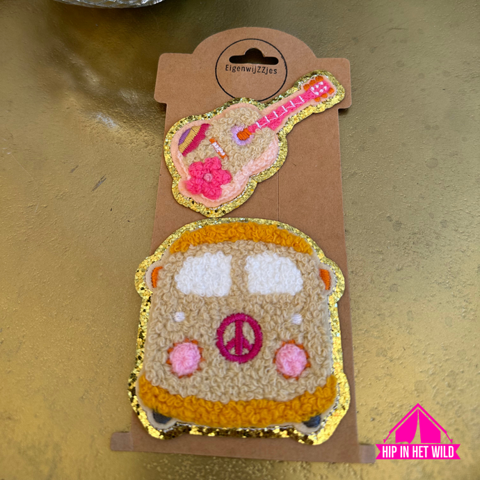 Strijkpatches Gitaar en Retro Bus