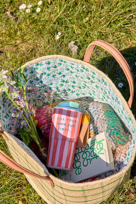 Rice – Roestvrijstalen Thermobeker - Roze - Organic Stripes Print