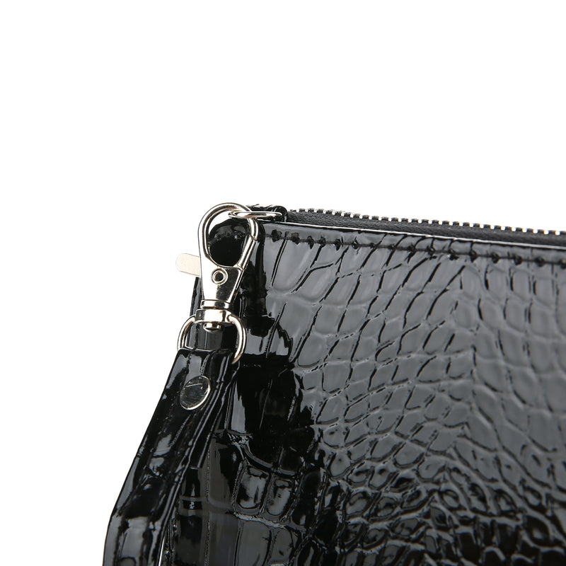 Afbeelding laden in Galerijviewer, Croco Portemonnee met telefoon vak zwart
