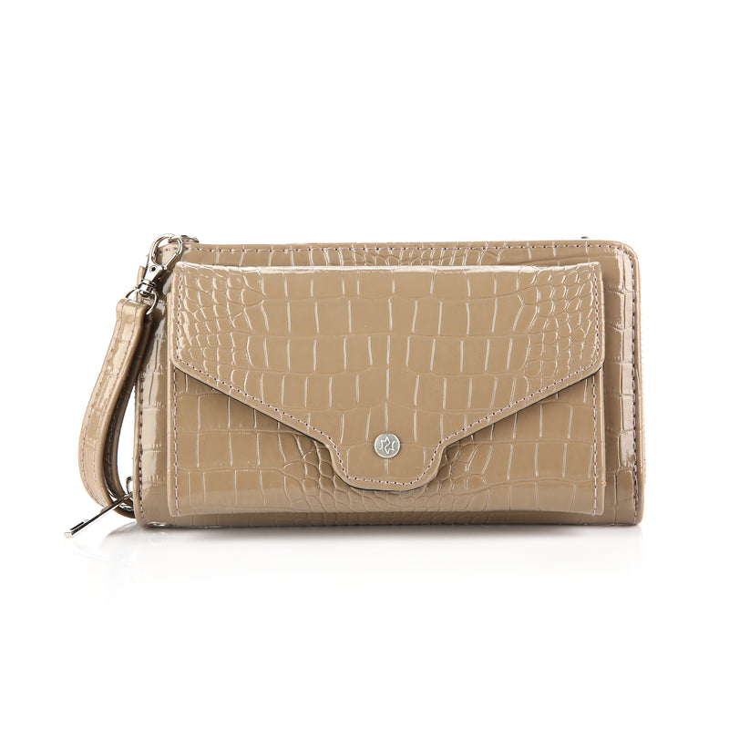 Afbeelding laden in Galerijviewer, Croco Portemonnee met telefoon vak khaki
