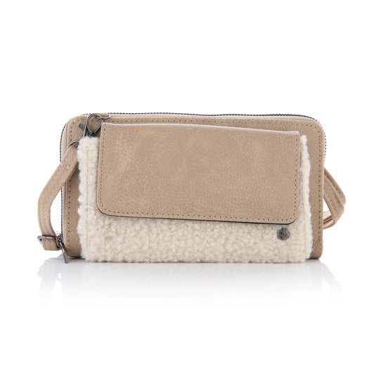 Teddy portemonnee met telefoon vak in beige