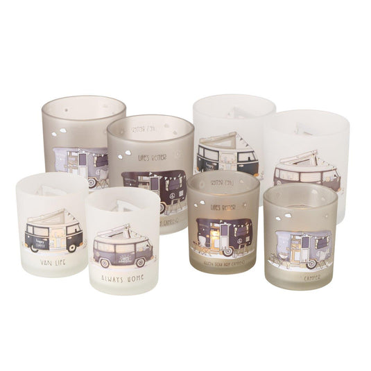 Theelichthouder glas Camper/ caravan