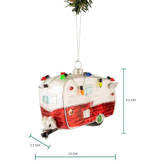 Glazen Kerstbal Caravan 13cm