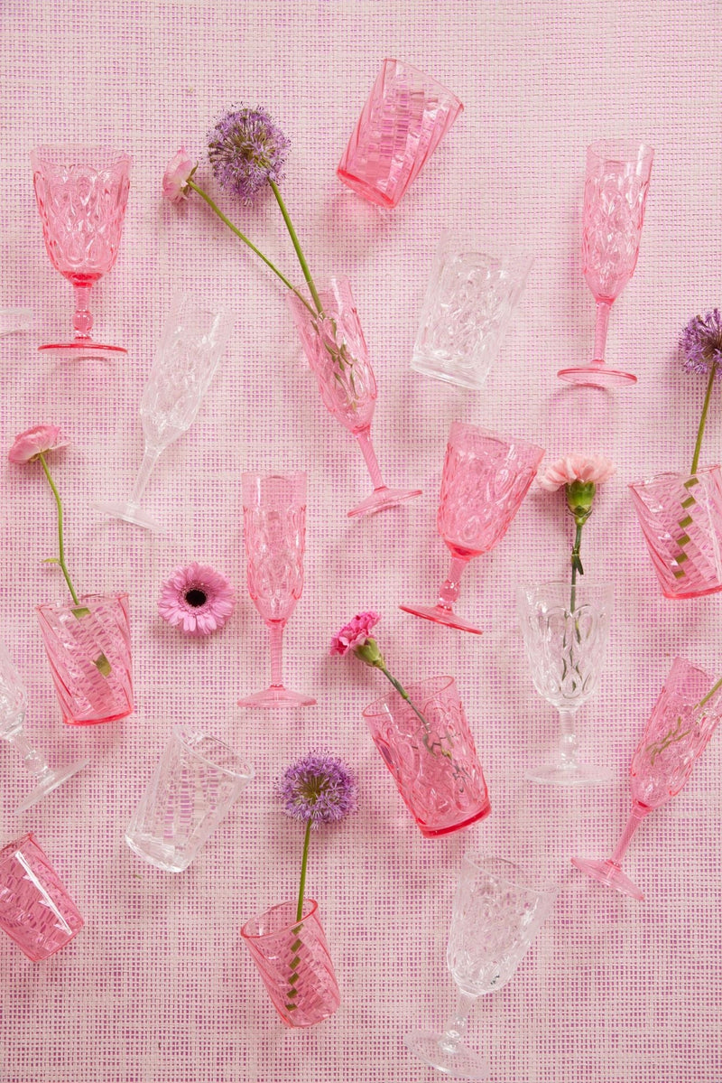 Afbeelding laden in Galerijviewer, Rice - Acryl Champagneglas- doorzichtig - mint - roze - reliëfdetails
