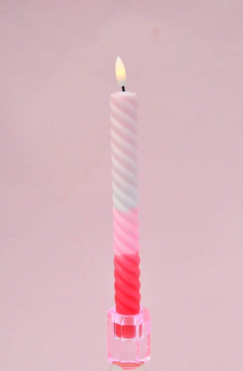 Afbeelding laden in Galerijviewer, LED swirl kaars zacht roze p.s.
